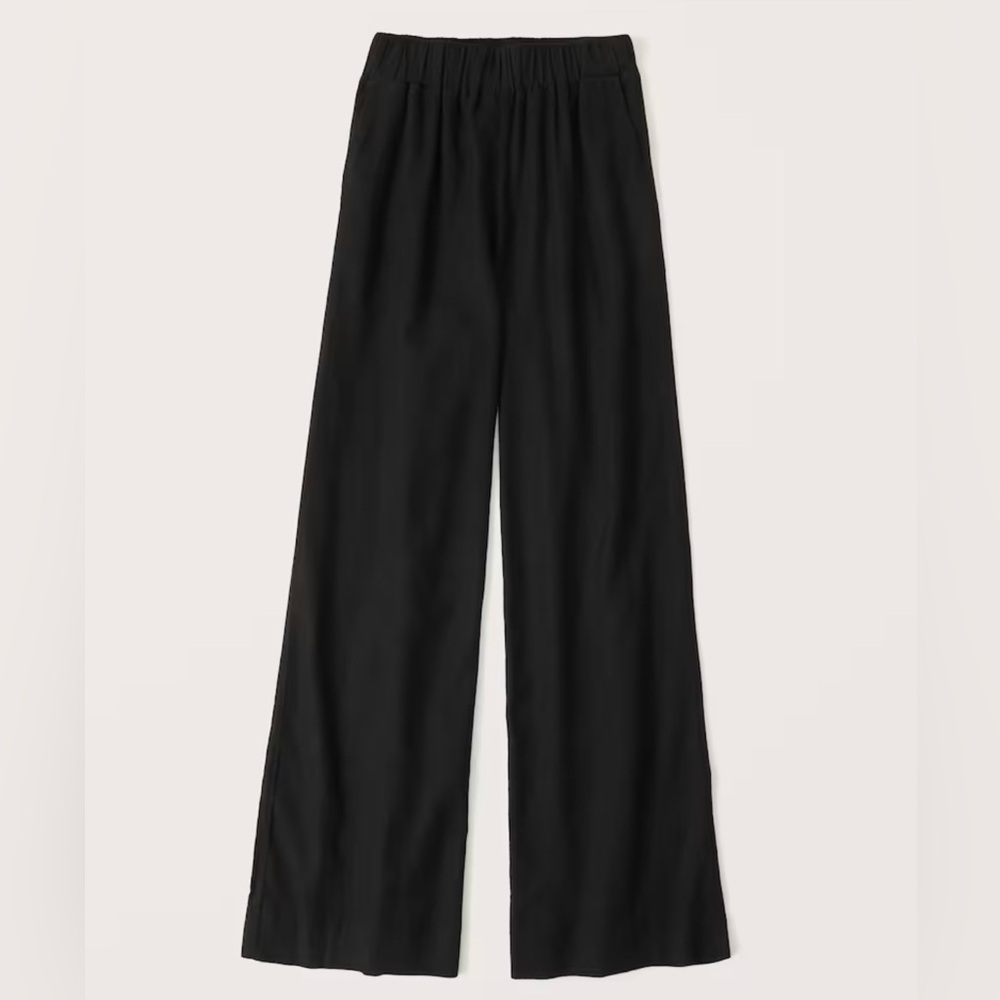 S Abercrombie linen blend pull on pant black